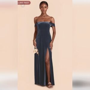 Birdy grey August dress in storm blue, velvet, size large